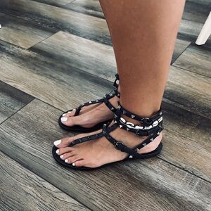 Valentino Rockstud Leather Gladiator Sandals – IT Size 40